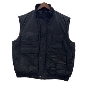 North Bay Cargo Pocket Puffer Vest Men's XL Black Cotton Utility Outdoor Hiking